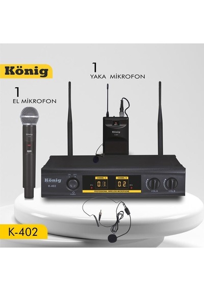 König K-402 El + Yaka 16 Kanal Uhf Telsiz Kablosuz Mikrofon