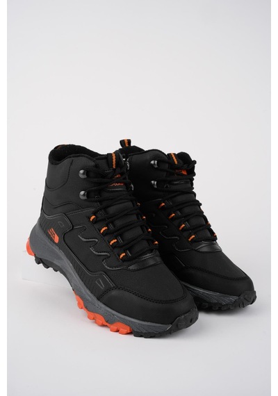 Muggo Alaska Unisex Garantili Trekking Outdoor Bağcıklı Yandan Fermuarlı Kışlık Bot Siyah Çok Renkli