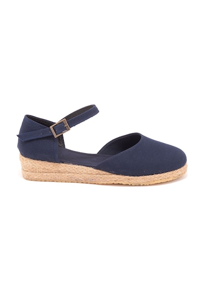 Star Tombis Gerçek Elişi Hasır 3cm Topuklu Bantlı Günlük Kız Çocuk Espadril Handmade Lacivert