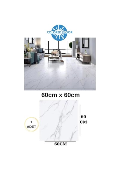 Kendinden Yapışkanlı Yer Zemin Ve Duvar Kaplama Paneli Arkası Kauçuklu 60x60cm Floor Pvc Panel 6216