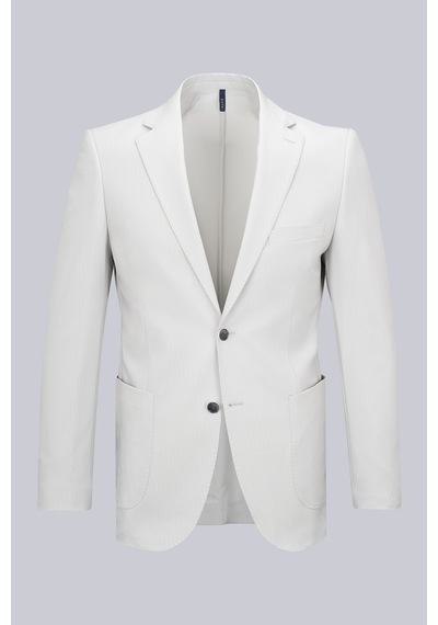 Hatemoğlu Bej Slim Fit Çizgili Mono Yaka Takım Elbise