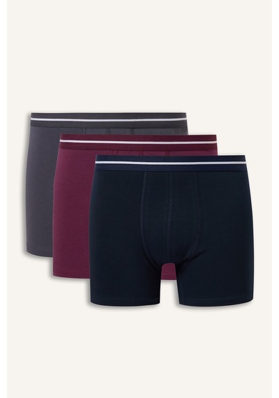 Defacto Regular Fit Çizgili Beli Lastikli 3lü Boxer Paketi I1735ax26aupr102 Mor-pr102