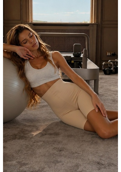 Kadın Boxer Kolsuz Dokuma Ten Korse