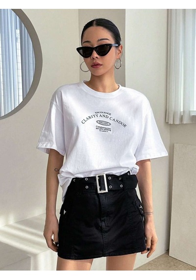 Uyguntarz Unisex Clarıty And Candor Baskılı Tasarım Tshirt Beyaz
