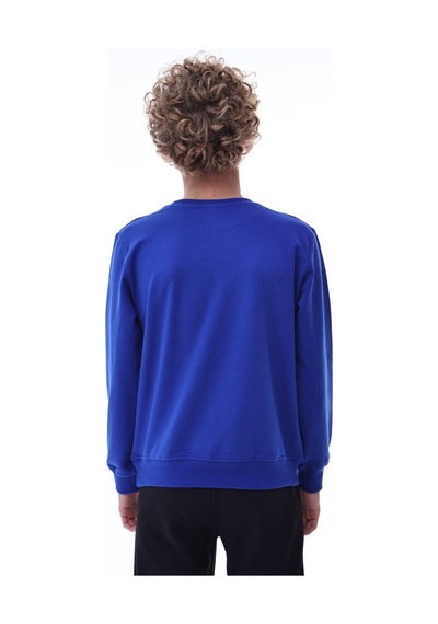 Mavi Erkek Çocuk Sweatshirt Rahat Kalıp Pamuklu İki İplik Kumaş Mavi