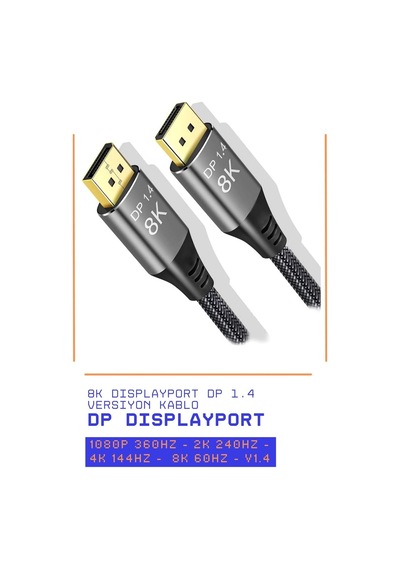 Miaxtreme 8k Displayport Dp Kablo Örgülü 1.5 Metre 1.4 Versiyon Dp Kablo Gaming Sinema Yüksek Kalite Dp Kablo