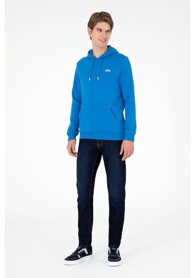 U.S. Polo Assn. Erkek Kapüşonlu Kobalt Mavi Basic Şardonlu Sweatshirt 50295176-VR077