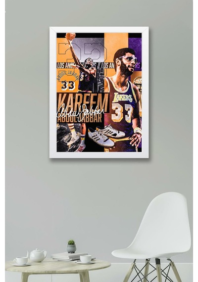 Kareem Abdul Jabbar Çerçeveli Tablo - Los Angeles Lakers Nba Posteri Tablo