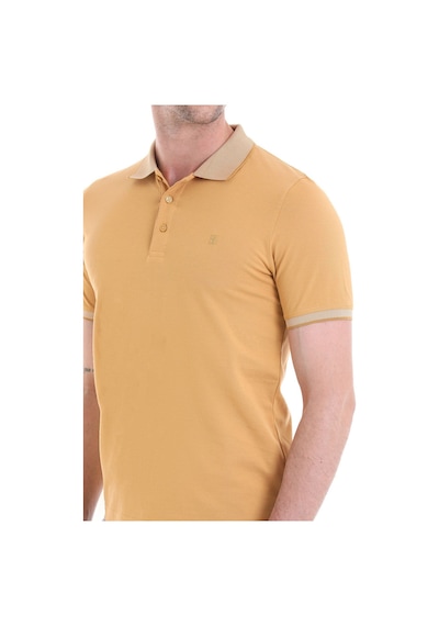 Hatemoğlu - Sarı Regular Fit %100 Pamuk Kıvrılmaz Polo Yaka Tişört