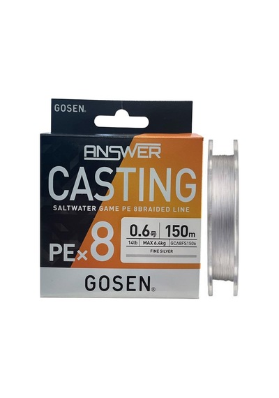 Gosen Answer Casting 8x 150mt 0.6pe Max 6.4kg Lrf İp Örgü Misina Fine Silver