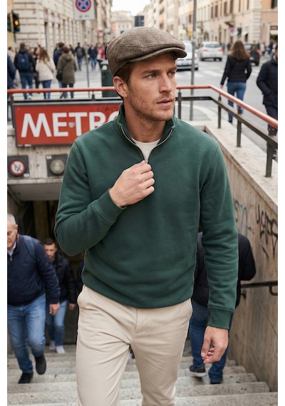 Buratti Pamuklu Regular Fit Yarım Fermuarlı Dik Yaka Erkek Sweat 59052592 Nefti