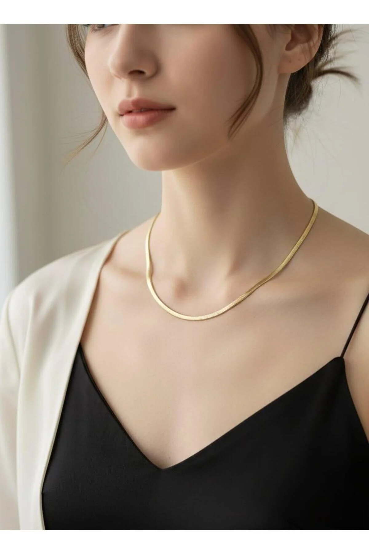 Armoniavital Kadın Gold İtalyan Snake Zincir Kolye - Kararmaz Çelik Ezme Model Altın