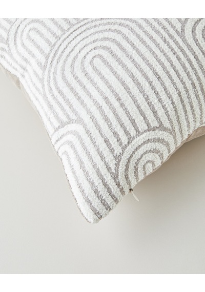 English Home Deluxe Jakarlı Dekoratif Kırlent 35x55 Cm Krem Krem