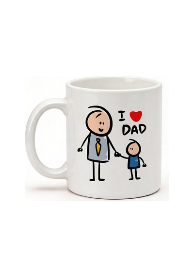 Babaya Özel I Love Dad Yazılı Kupa Bardak - Komik Tasarım Baskılı Seramik Hediye Kupa Bardak Çok Renkli