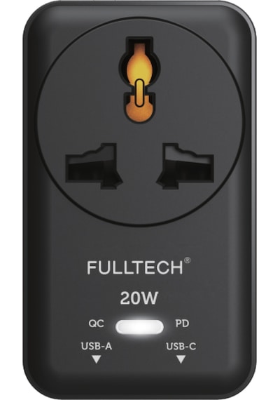 Fulltech Ftr-27 20w Pd Hızlı Şarjlı Akım Korumalı Kompakt Priz Siyah Usb-c & Usb-a Çıkışlı 2500w G Kablosuz