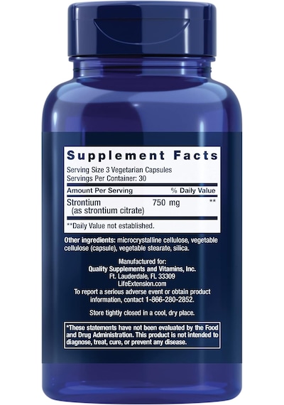 Life Extension Strontium Caps 750 Mg 90 Vegetariban Capsules Dmmedicine Usa Menşeii