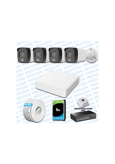 Provzen Hikvision 4 Lü İp 4mp Güvenlik Kamerası Seti Colorvu Mikrofonlu Olay Anında Bildirim