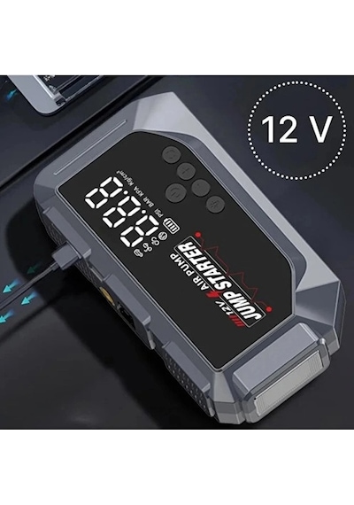 Vtn-605 Şarjlı 12.000 Mah Taşınabilir Çantalı Araç Akü Şarj Takviyeli Işıklı Hava Kompresörü
