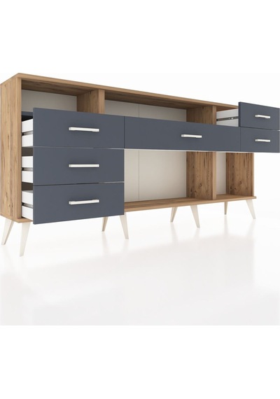 Arges Konsol 2 Raflı 6 Çekmeceli 176x30x83 Çam-antrasit/antrasit Antrasit/antrasit Arges Konsol 2 Raflı 6 Çekmeceli 176x30x83 Çam-antrasit/antrasit Antrasit/antrasit
