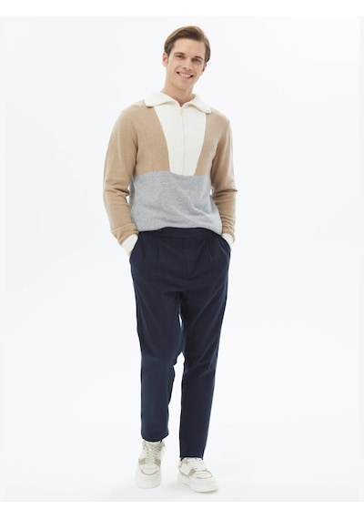 Kip Lacivert Dokuma Carrot Fit Casual Pamuk Karışımlı Pantolon 400053 Lacivert