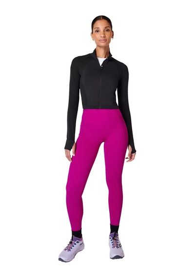 Sweaty Betty Athlete Crop Seamless Workout Zip Up Siyah