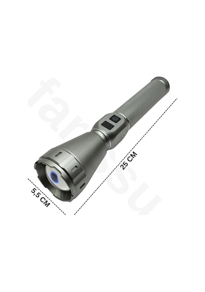 Everton Rt-260 60w 6000 Lümen Ultra Güçlü Şarjlı El Feneri - 2 Km Menzilli, Zoomlu, Çantalı Tam Set Gri
