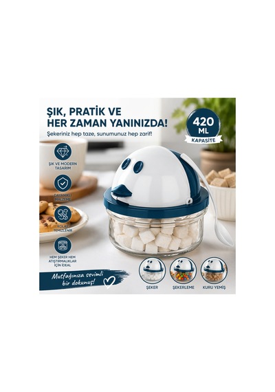 Emilahome Cam Şekerlik 420 Ml Lacivert - 869199328 Lacivert