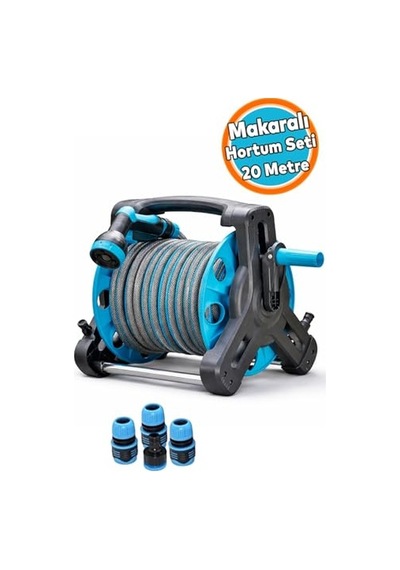 Makaralı Hortum Seti 20 Metre Garden Kit Bahçe Çeşme Su Hortumu İç Çap 1/2 Sulama Araç Yıkama