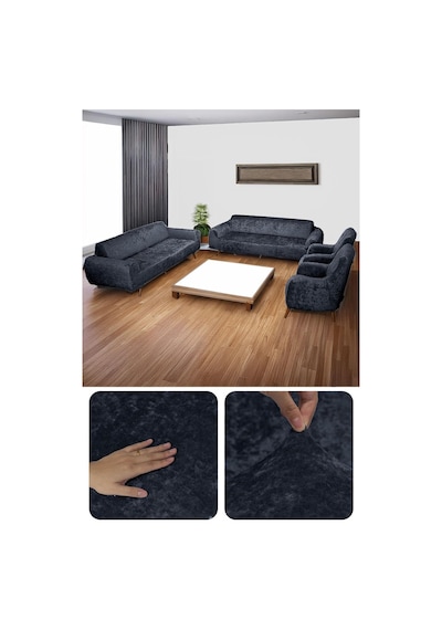 Kadife Lastikli 3 3 1 1 Koltuk Örtüsü Takımı Kanepe Kılıfı Çekyat Örtüsü Kılıfı Antrasit 180 X 230 Diğer