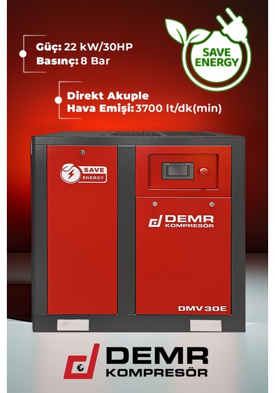 Demr Kompresör DMV30E 30HP İnvertörlü Vidalı Hava Kompresörü