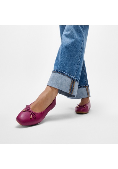288 Ruby Babet Kadın Hx8-288/a69/b41 Fitflop Delıcato Bow Soft Leather Ballet Flats 288 Ruby