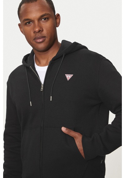 Guess Erkek Gj İnce Fermuar Kapüşonlu Sweatshirt - Siyah Siyah
