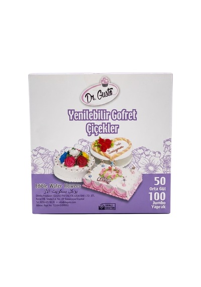 Gofret Gül Orta Boy 50 Adet 100 Yaprak Yenilebilir Pasta Süsleme Gülü