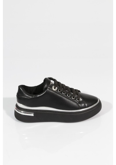 Dgn 2555 Kadin Sneakers Ayakkabi Siyah Siyah Gümüş