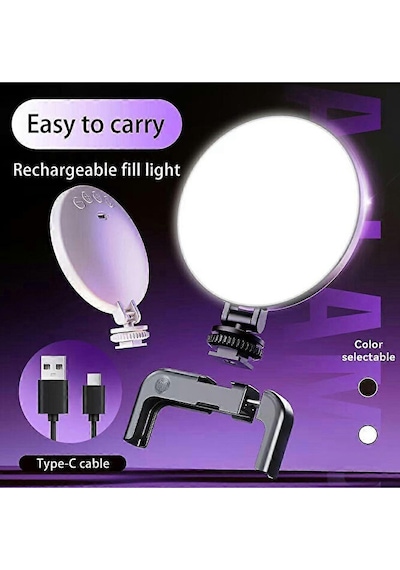 Şarjlı Led Selfie Video Kamera Işığı Tripod Uyumlu Ve Mandallı 30