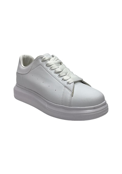 Unisex Yüksek Taban Günlük Spor Sneaker Ayakkabı Beyaz-beyaz Beyaz