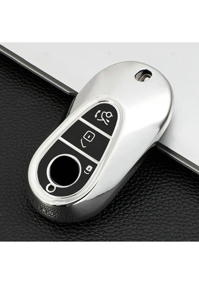 Mercedes Benz C E S Class C200 C300 W206 W223 S400 S450 S480 S500 Parlak Tpu Anahtar Kılıfı Gümüş