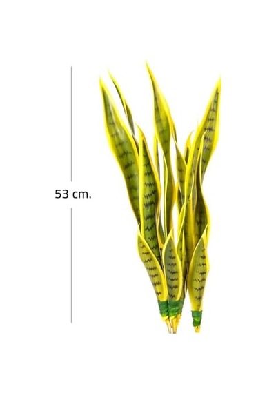 Yapay Bitki Paşa Kılıcı Gerçek Dokulu 15 Yaprak Sarı-yeşil 53 Cm.