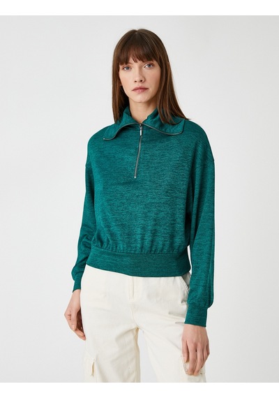 Koton Yarım Fermuarlı Sweatshirt Dik Yaka Yeşil 3wak30008ek 3WAK30008EK758 Yeşil Koton Yarım Fermuarlı Sweatshirt Dik Yaka Yeşil 3wak30008ek 3WAK30008EK758 Yeşil