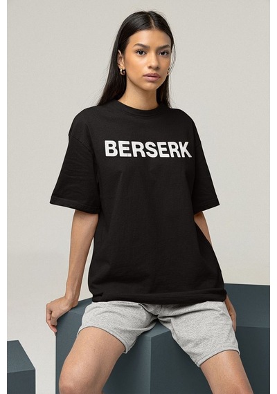 Berserk Baskılı Unisex Oversize Anime Tişört Siyah