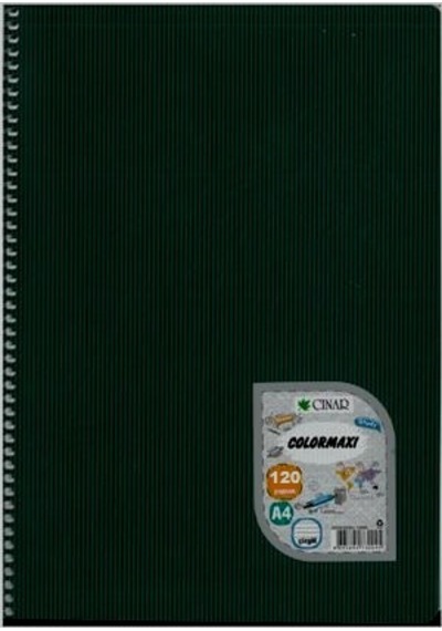 Çınar Spiralli Defter Plastik Kapak 120 Yp A4 Çizgili Mavi