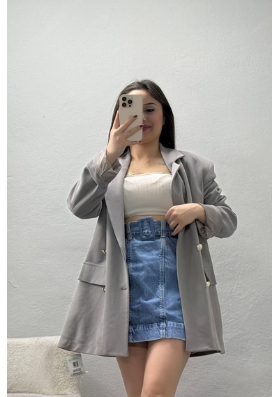 Modi Crep Kumaş Astarlı Blazer Ceket Dumangri - 8764.179. Açık Gri