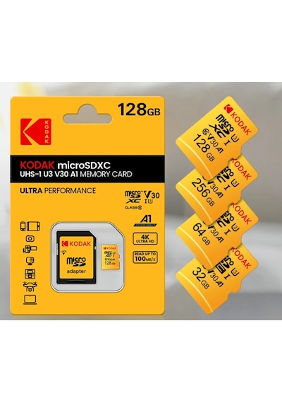 Kodak 128 GB Micro SD Clas10 4K UV3 V30 A1 Ultra Perf Hafıza Kartı