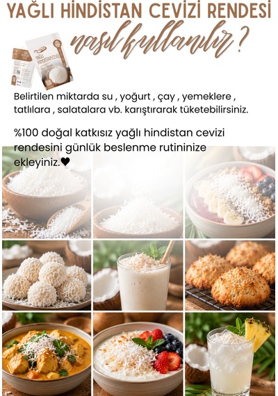 Yağlı Hindistan Cevizi Rendesi 250 Gr Rendelenmiş Hindistan Cevizi, Pasta, Kek Ve Tatlılar