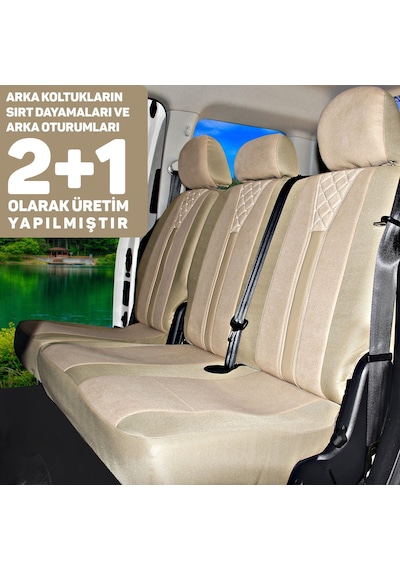 T1 Serisi Volkswagen Caddy 2003-2010 Uyumlu Krem Ticari Tay Tüyü Koltuk Kılıfı