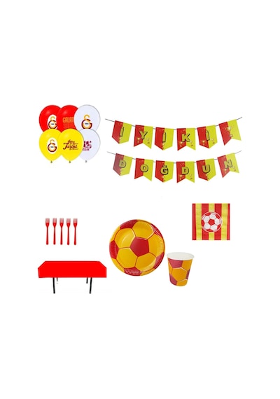 Galatasaray Sarı Kırmızı Doğum Günü Parti Seti Ekonomik 16 Kişili +3