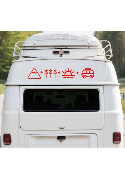 Sahil,karava,dağ Ve Orman Sticker - Araba Oto Motosiklet Karavan Cam Sticker - 02123 15X2,5 Cm