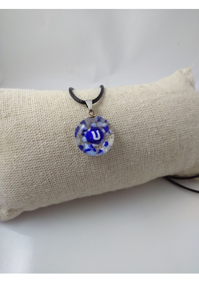 Cam Harf Kolye – Handmade El Yapimi Murano– (U) Harfi Modeli Altın