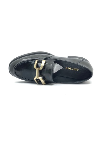 Greyder 59120 Zn Deri Comfort Klasik Oxford Kadın Ayakkabı Siyah Rugan