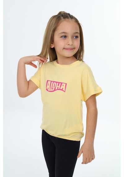 Toontoy Kids Toontoy Kız Çocuk Aloha Baskılı Tişört Sarı
